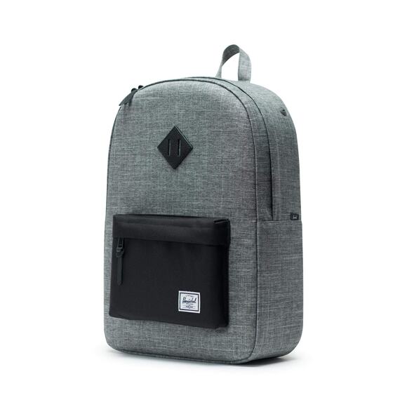NWT Herschel Unisex Heritage Backpack 21.5L Raven Crosshatch Black Leather Trim - Picture 1 of 4